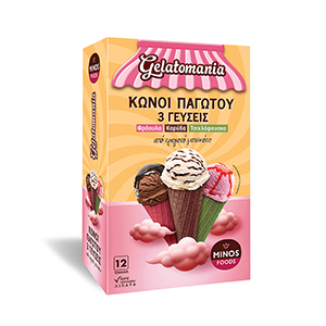 GELATOMANIA ΚΩΝΟΙ ΣΕ 3 ΓΕΥΣΕΙΣ(ΦΡΑΟΥΛΑ-ΚΑΡΥΔΑ-ΤΣΙΧΛΟΦΟΥΣΚΑ)12ΤΜΧ 